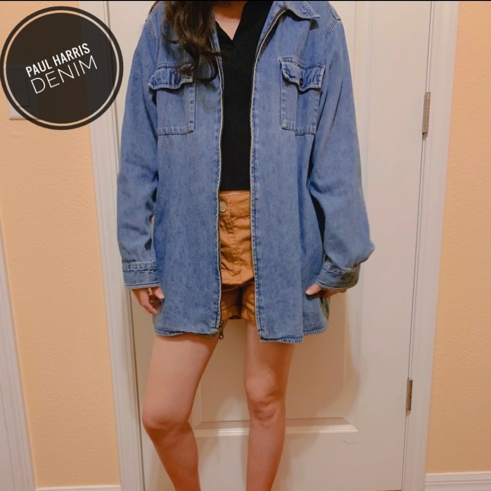 Paul Harris Denim- Long denim jacket - Size Large